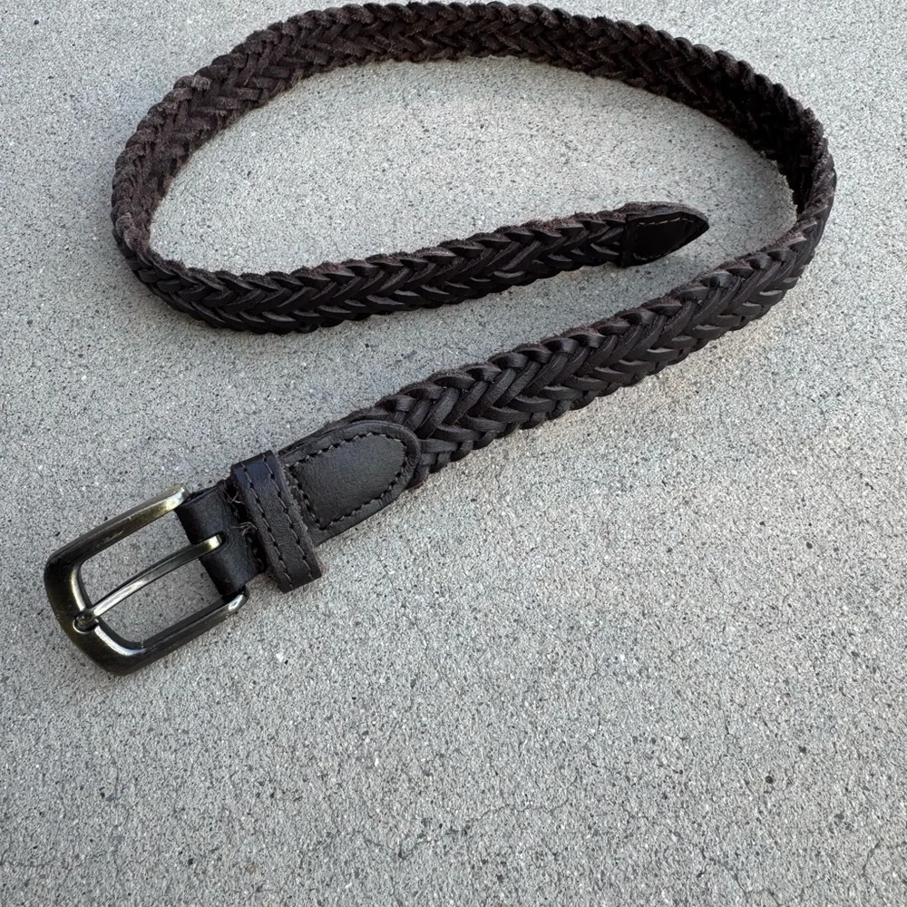 Kids Braided Leather Belt - Brown